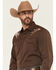 Image #2 - Scully Men's Cowboy Embroidered Long Sleeve Pearl Snap Western Shirt, Chocolate, hi-res