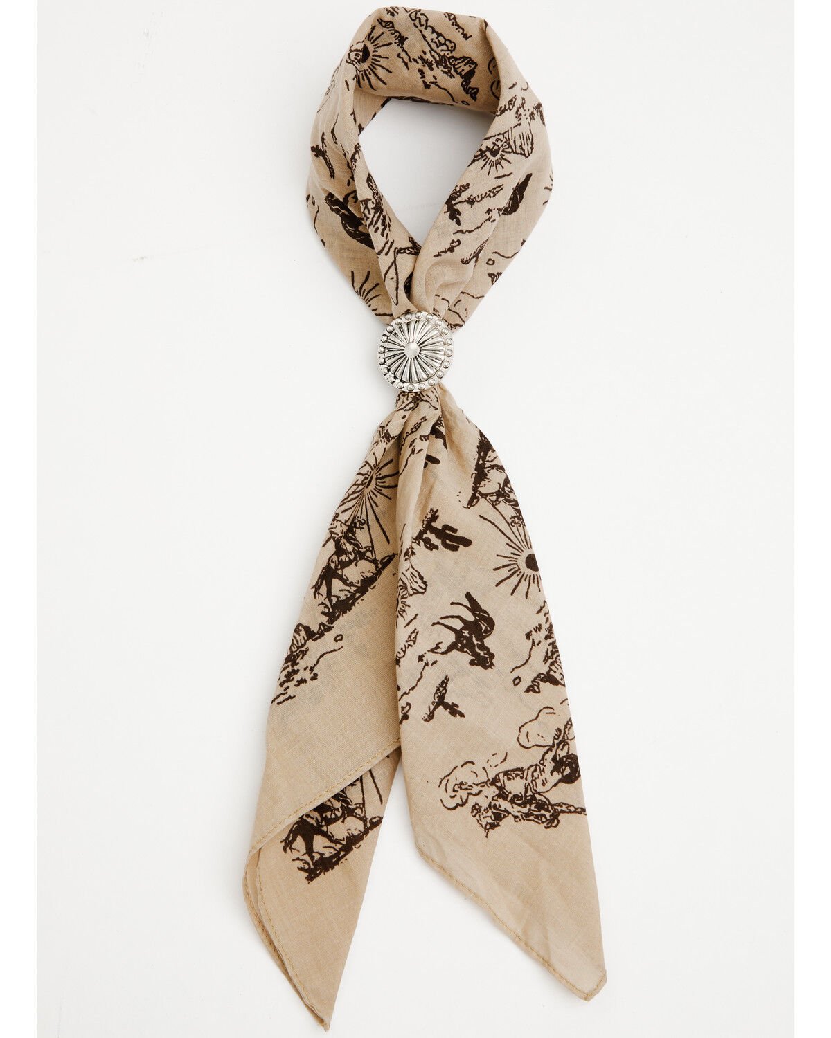 Idyllwind Women's Desert Print Bandana with Concho Slider, Tan, hi-res