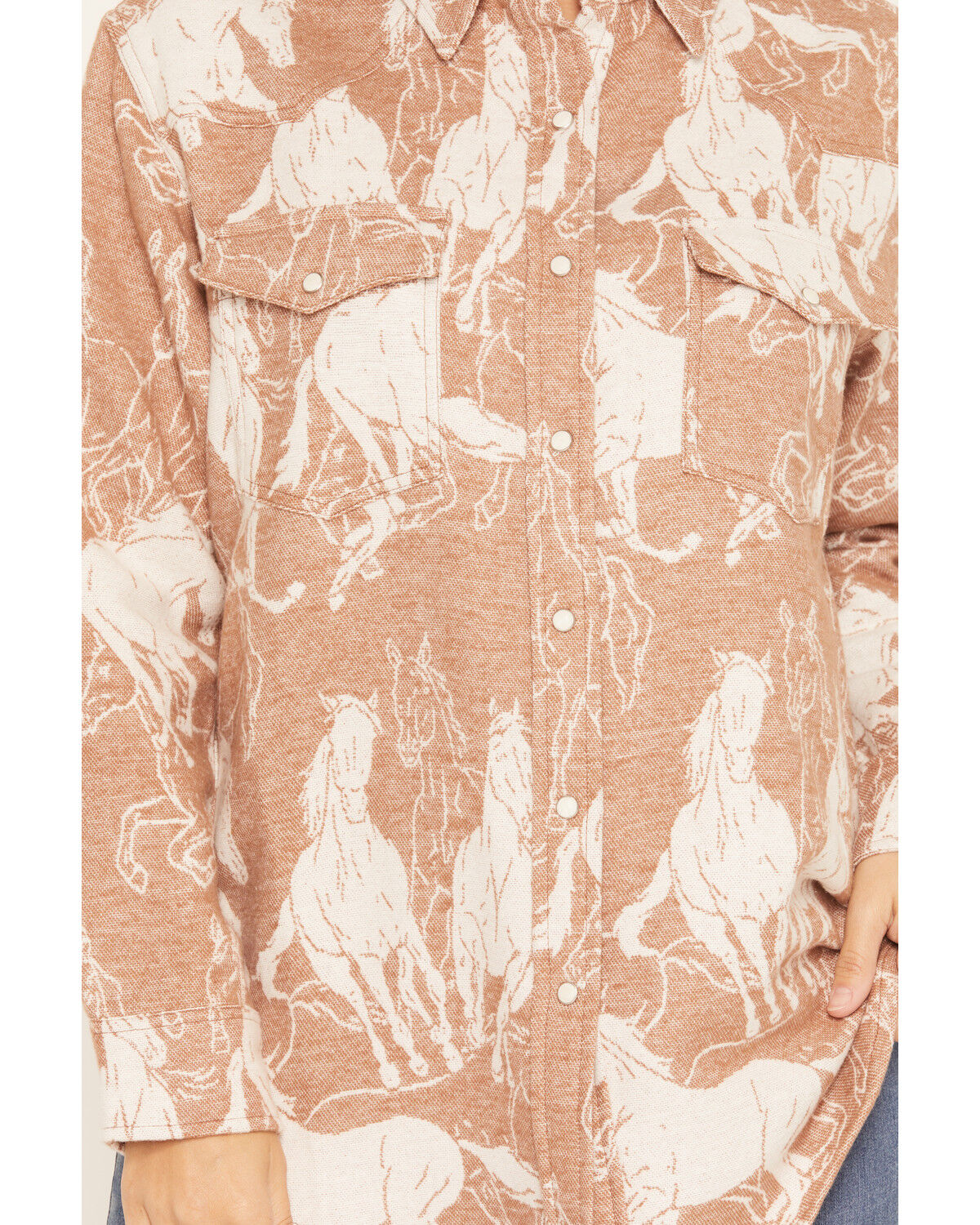 Image #3 - Wrangler Retro Women's Running Horses Long Sleeve Snap Boyfriend Shirt, Brown, hi-res