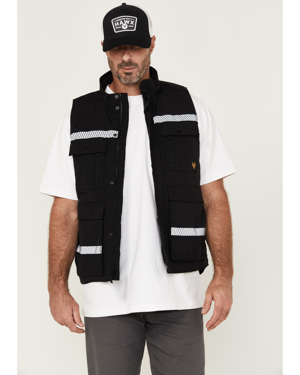 Image #1 - Hawx Men's Reflective Insulated Canvas Work Vest, Black, hi-res