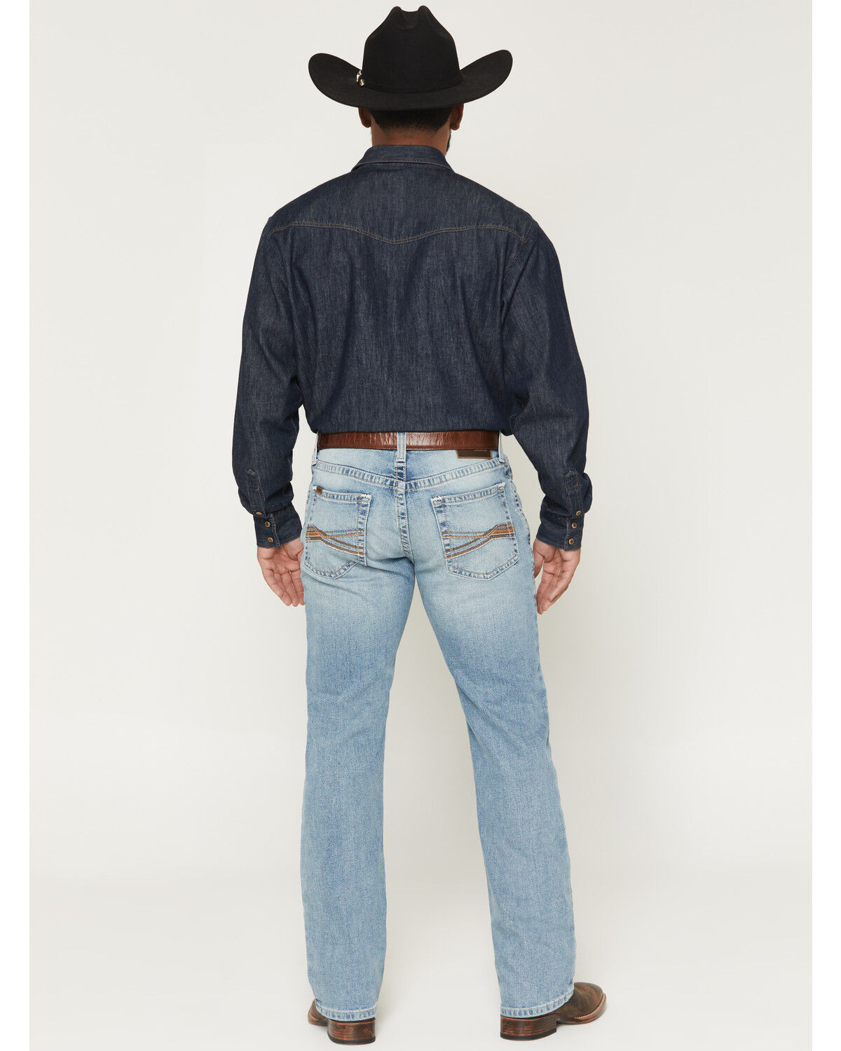 Image #3 - Ariat Men's M4 Kayne Gus Light Wash Relaxed Bootcut Stretch Denim Jeans, Light Wash, hi-res
