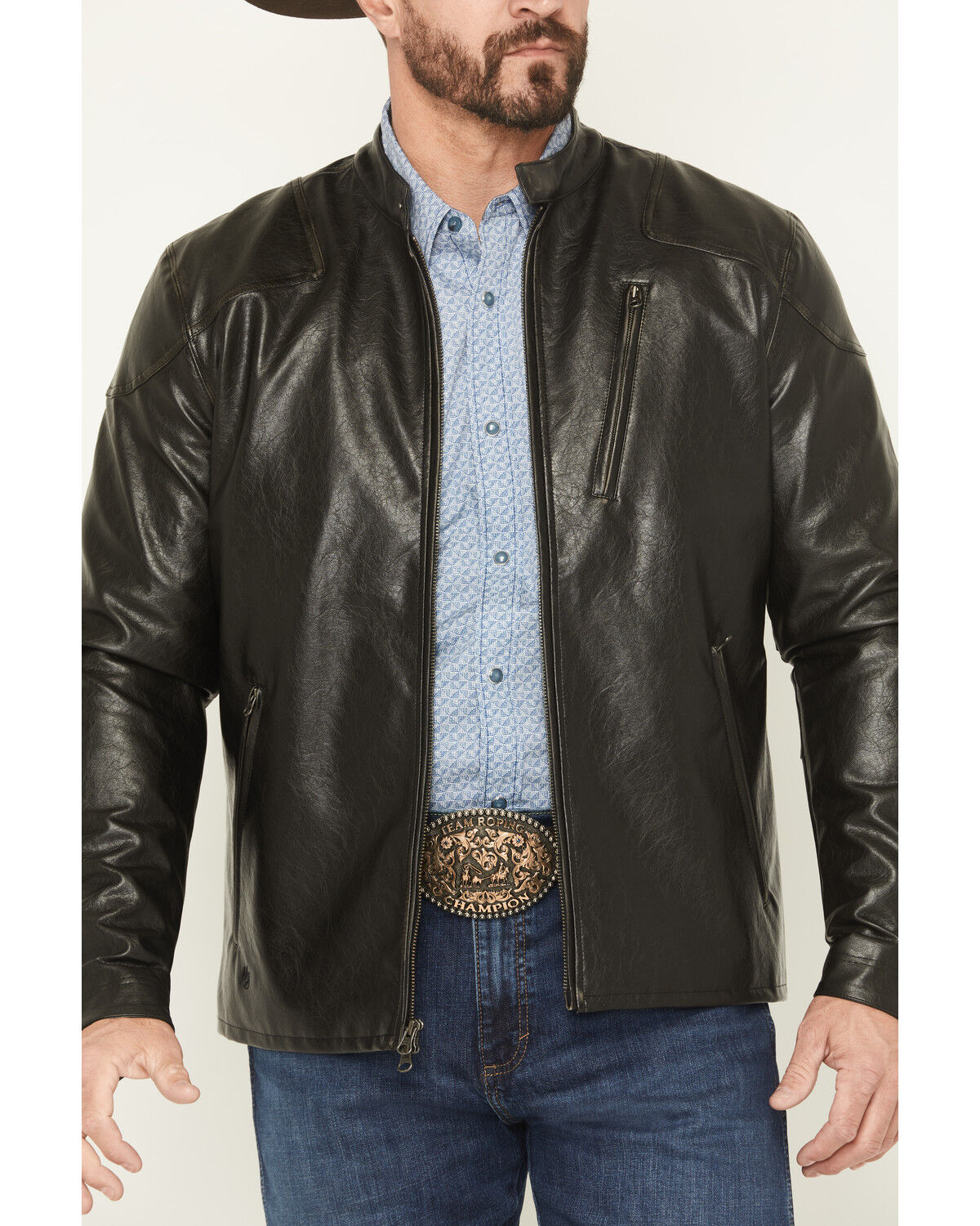 Image #3 - Moonshine Spirit&reg; Men's Faux Leather Moto Jacket, Black, hi-res