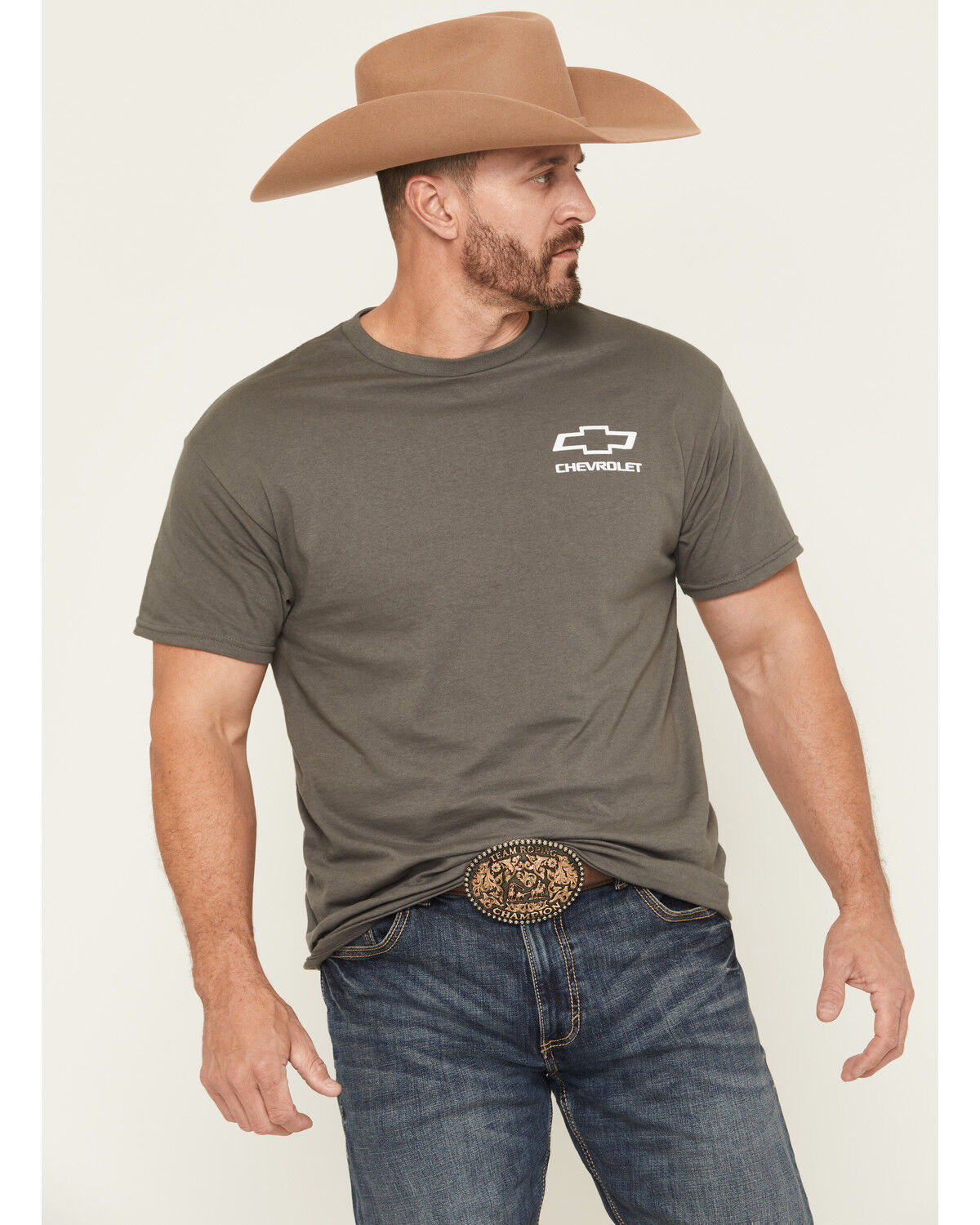 Image #2 - Buckwear Men's Camo Chevy Logo Short Sleeve Graphic T-Shirt, Charcoal, hi-res
