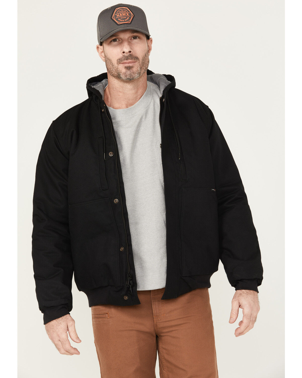 Image #1 - Hawx Men's FR Hooded Bomber Jacket, Black, hi-res