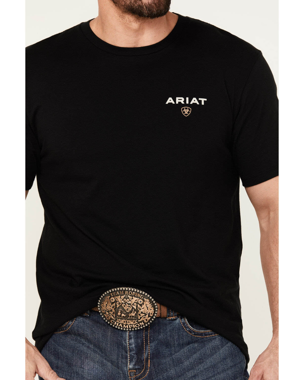 Image #3 - Ariat Men's American Rancher Short Sleeve Graphic T-Shirt, Black, hi-res