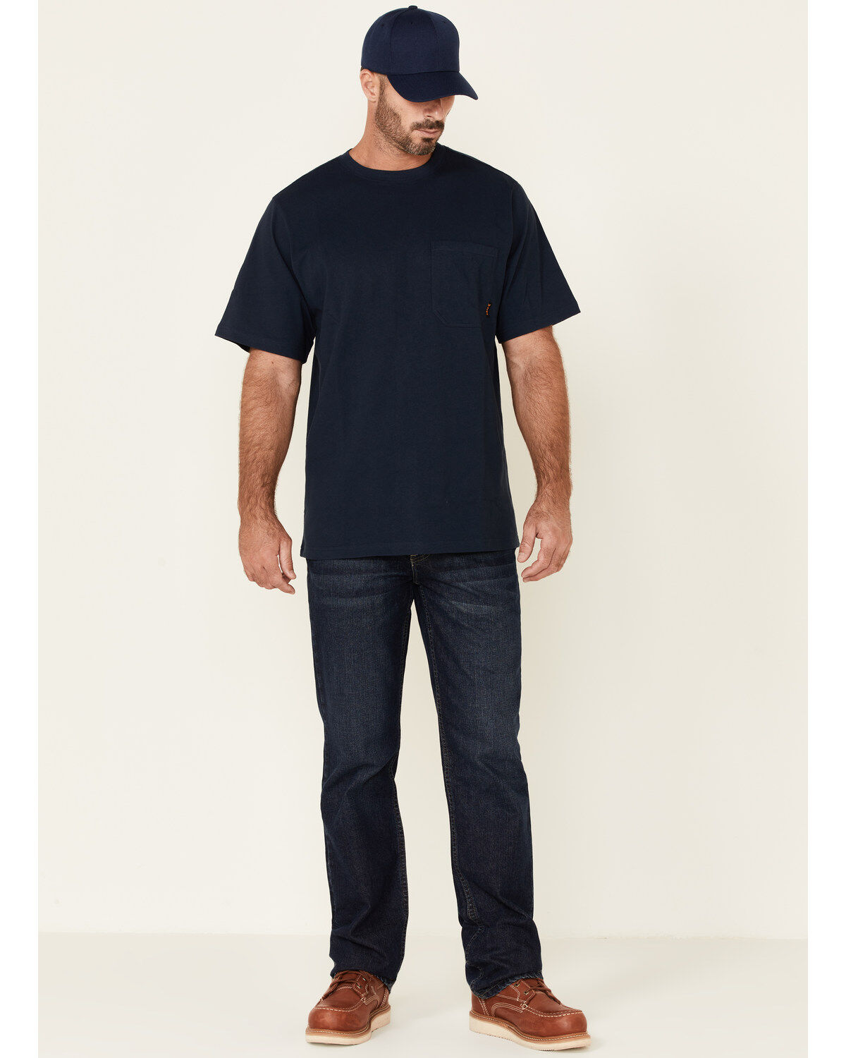 Image #2 - Hawx Men's Solid Navy Forge Short Sleeve Work Pocket T-Shirt - Big, Navy, hi-res