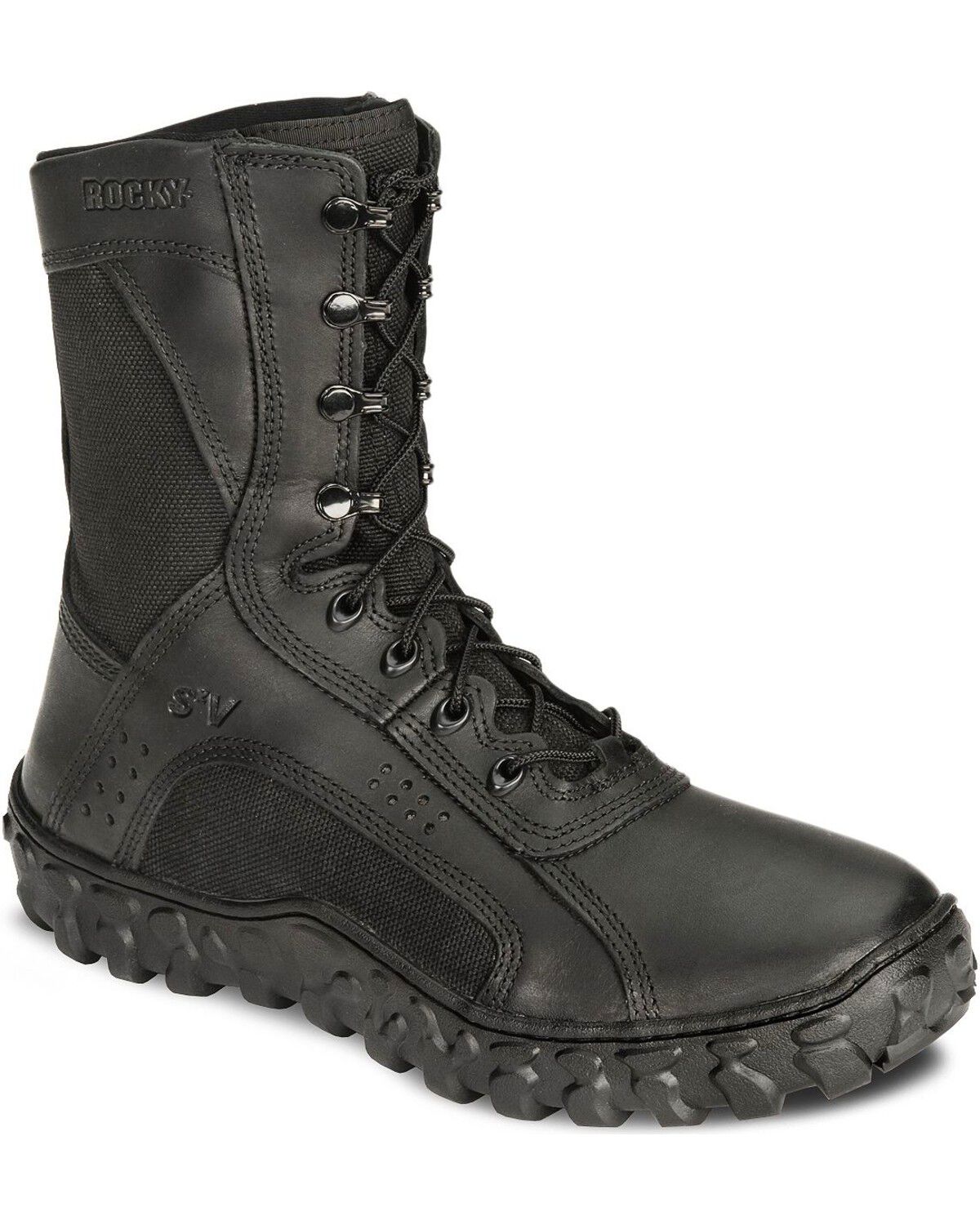 Image #1 - Rocky S2V Vented 8" Lace-Up Military Boots - Soft Toe, Black, hi-res