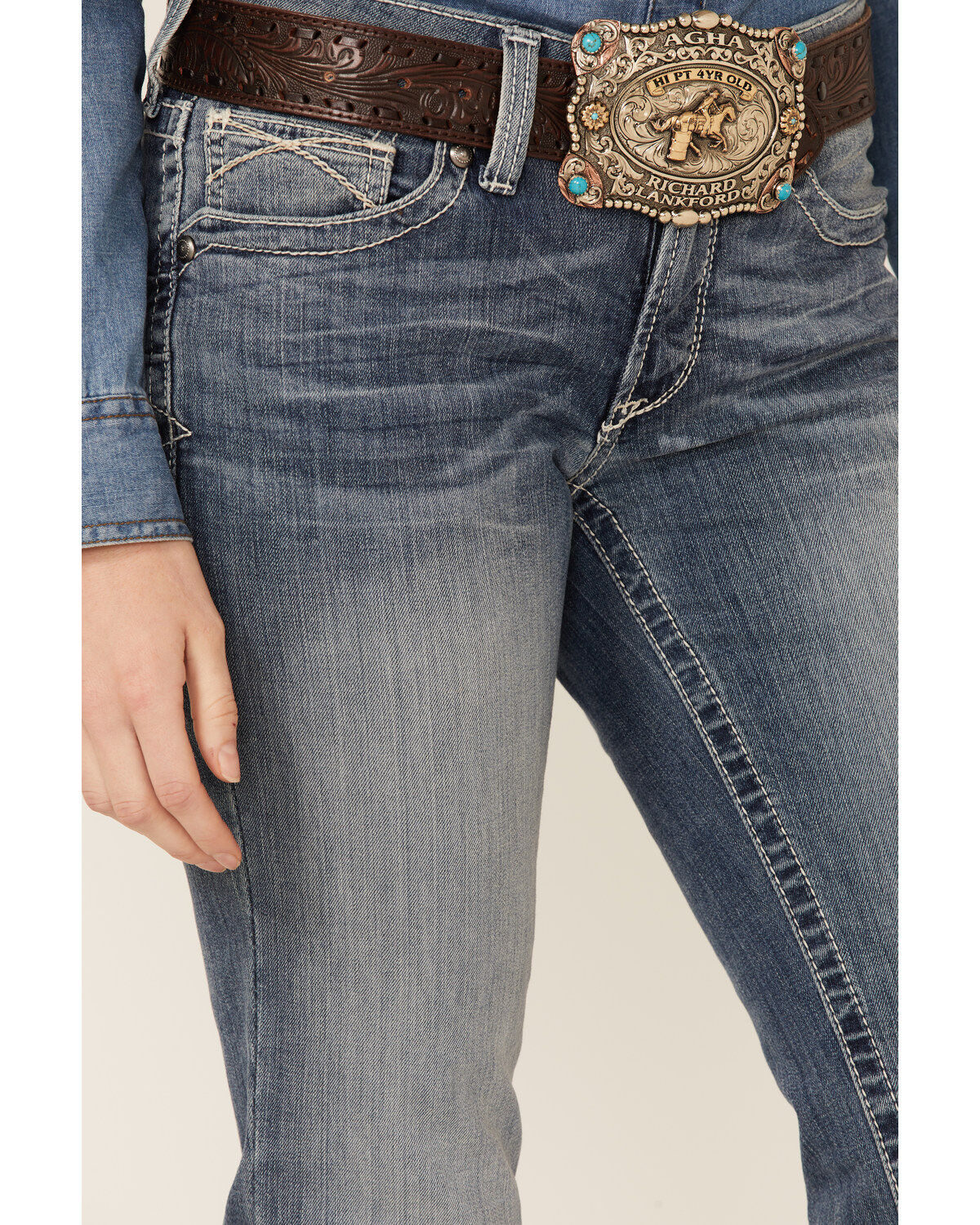 Image #3 - Ariat Women's Denim Rainstorm Straight Leg Riding Jeans, Indigo, hi-res