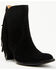 Image #1 - Lucchese Women's Maypop Fringe Side Zip-Up Booties - Round Toe, Black, hi-res