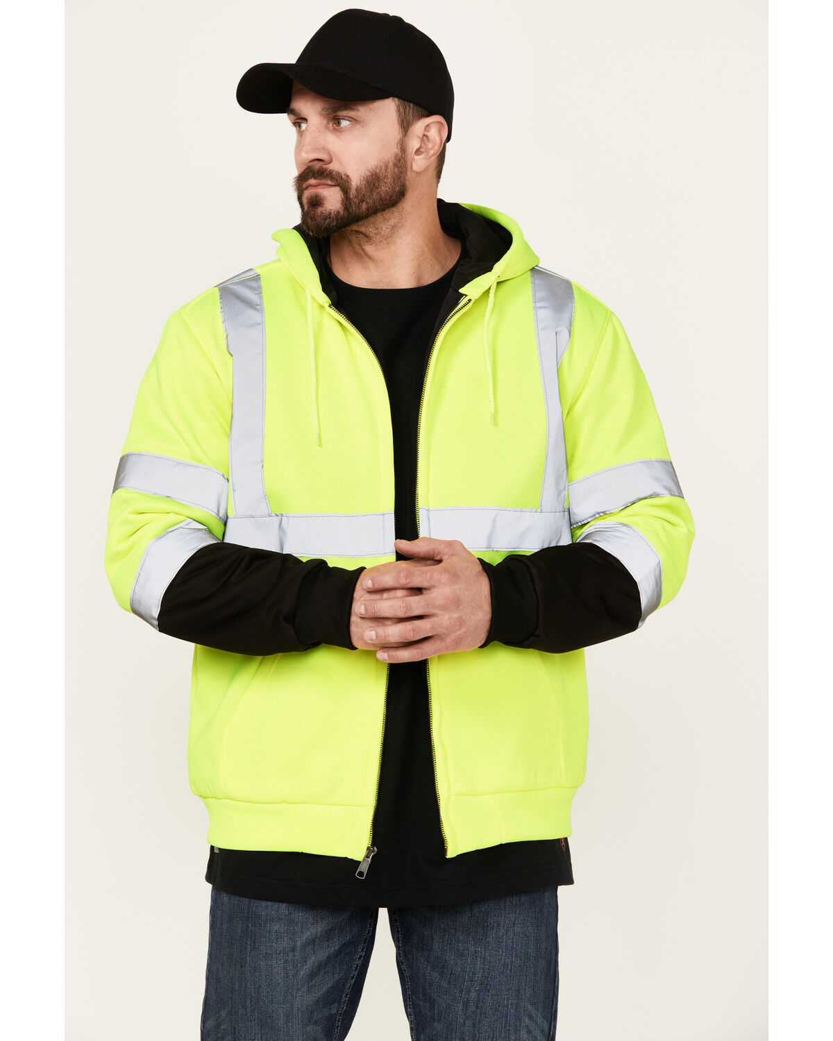 Image #1 - Hawx Men's High Vis Hooded Jacket, Yellow, hi-res