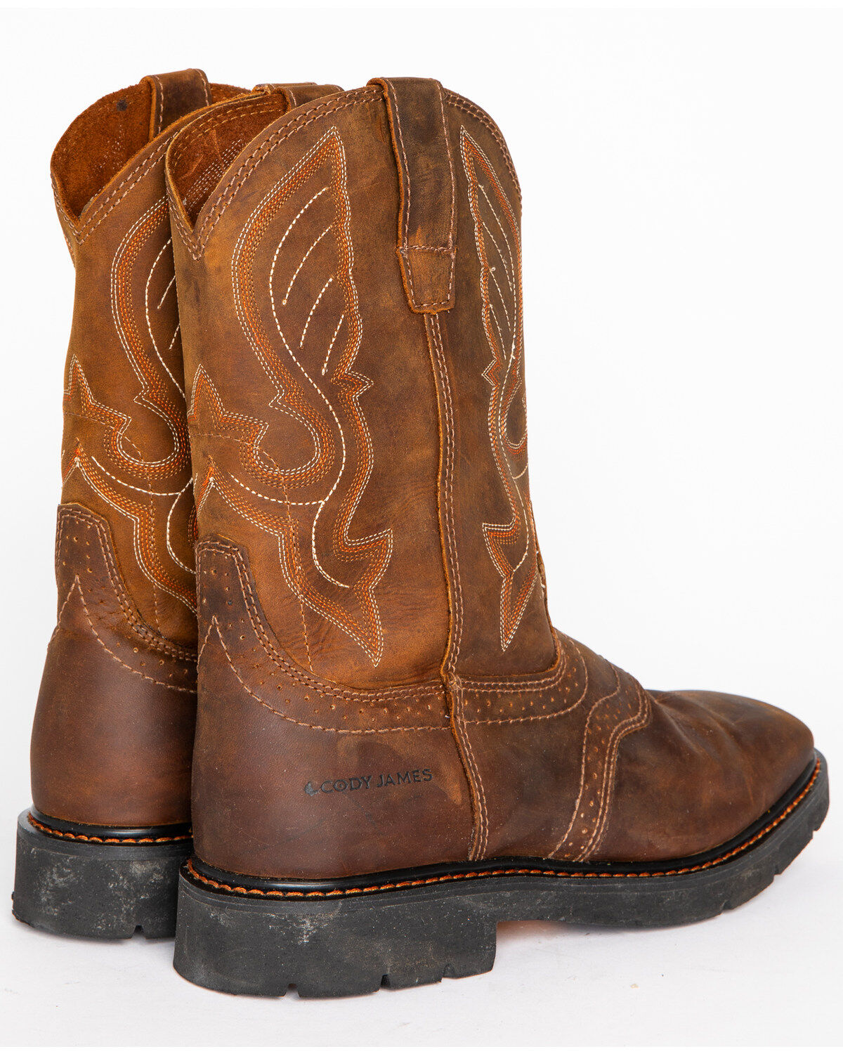 Image #11 - Cody James&reg; Men's Broad Square Toe Western Work Boots, Brown, hi-res