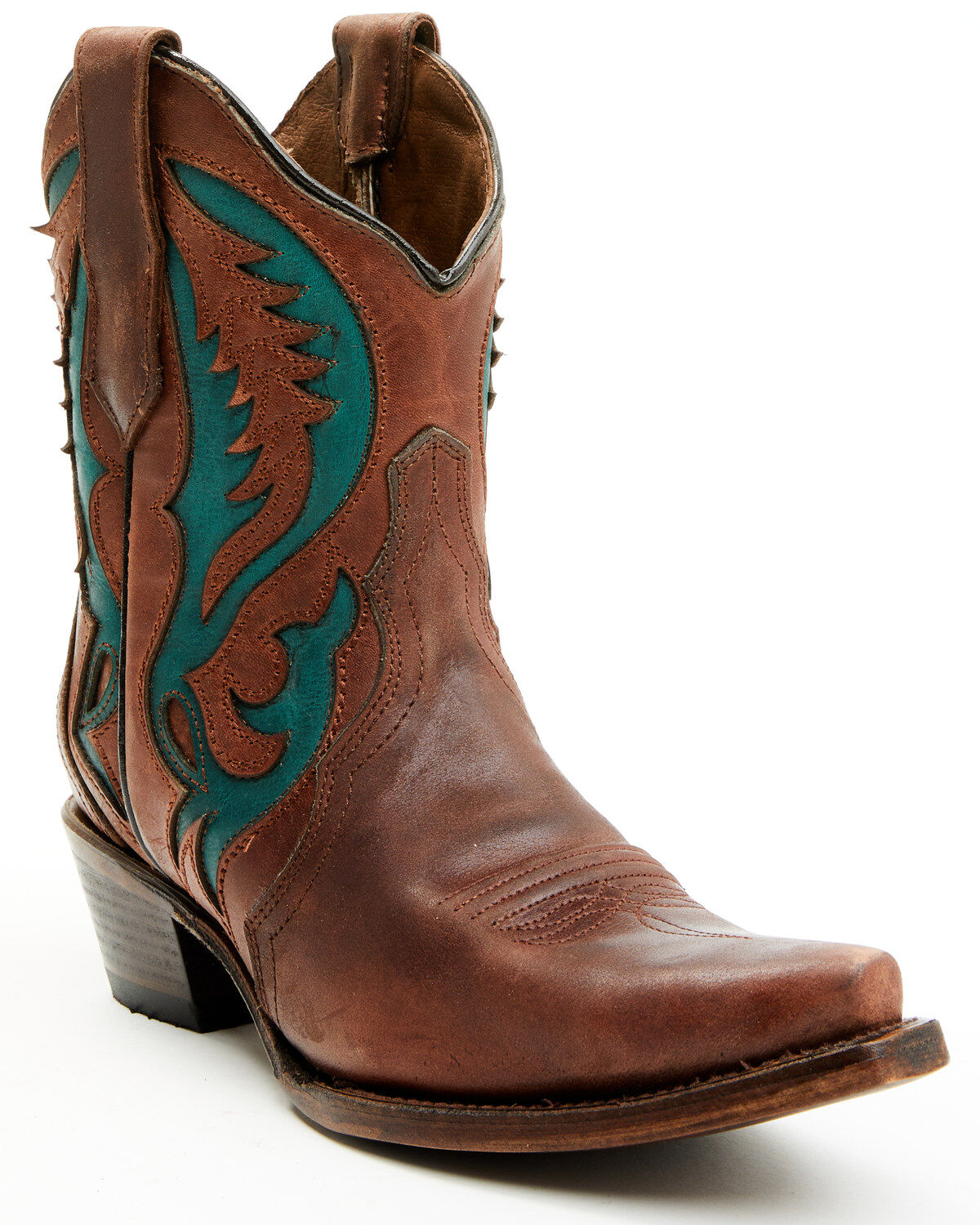 Image #1 - Circle G Women's Inlay Western Booties - Snip Toe, Brown, hi-res