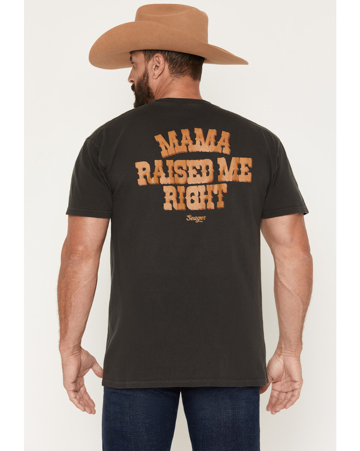 Seager Men's Raised Right Short Sleeve Graphic T-Shirt, Charcoal, hi-res
