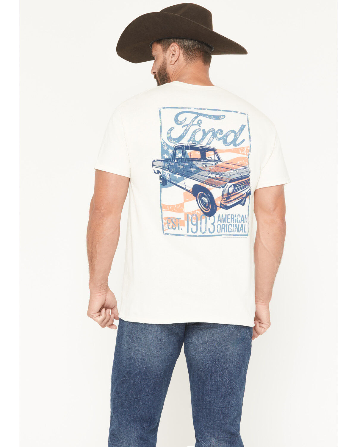Image #1 - Buckwear Men's Ford Truck Cover Short Sleeve Graphic T-Shirt, Natural, hi-res