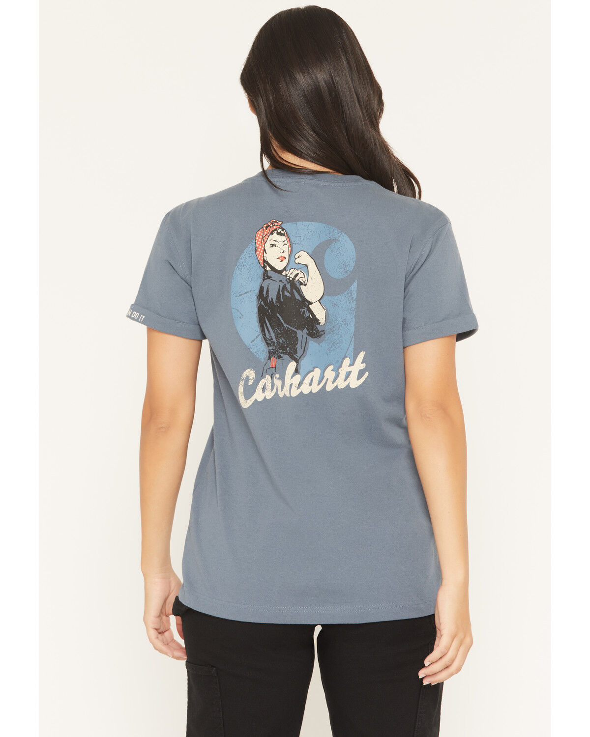 Image #1 - Carhartt Women's Dearborn Rosie Loose Fit Short Sleeve Work Tee, Steel Blue, hi-res