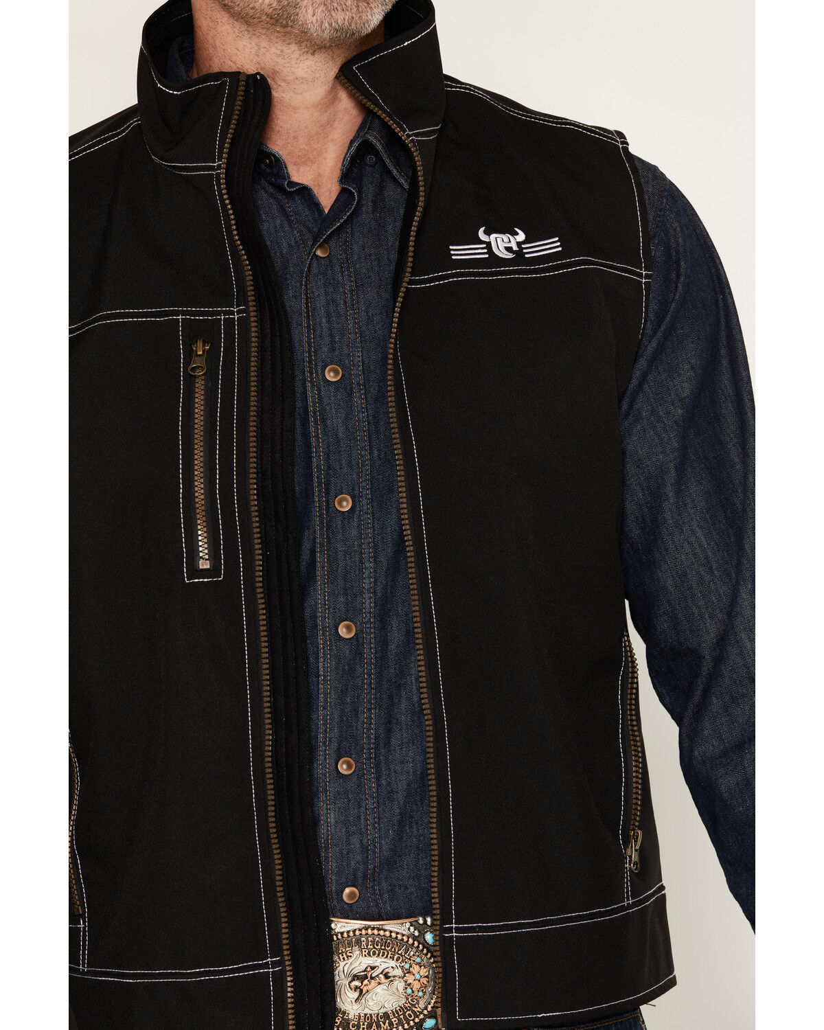 Image #3 - Cowboy Hardware Men's Fence Tech Woodsman Vest, Black, hi-res