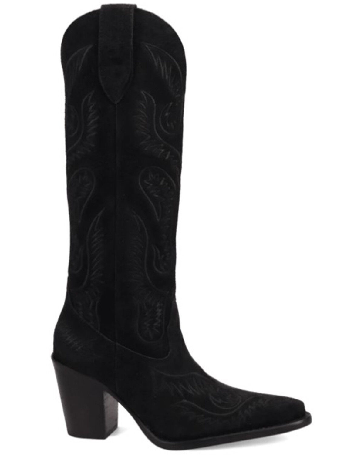 Image #2 - Dingo Women's Evita Tall Suede Western Boots - Snip Toe, Black, hi-res