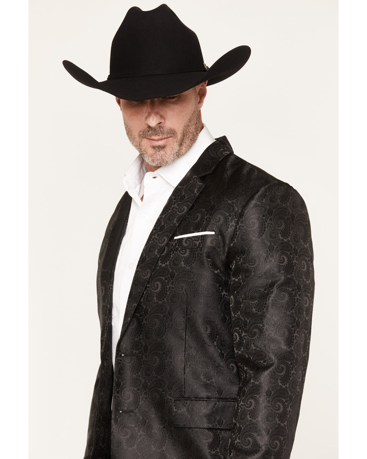 Image #2 - Rock & Roll Denim Men's Paisley Print Satin Sportcoat, Black, hi-res