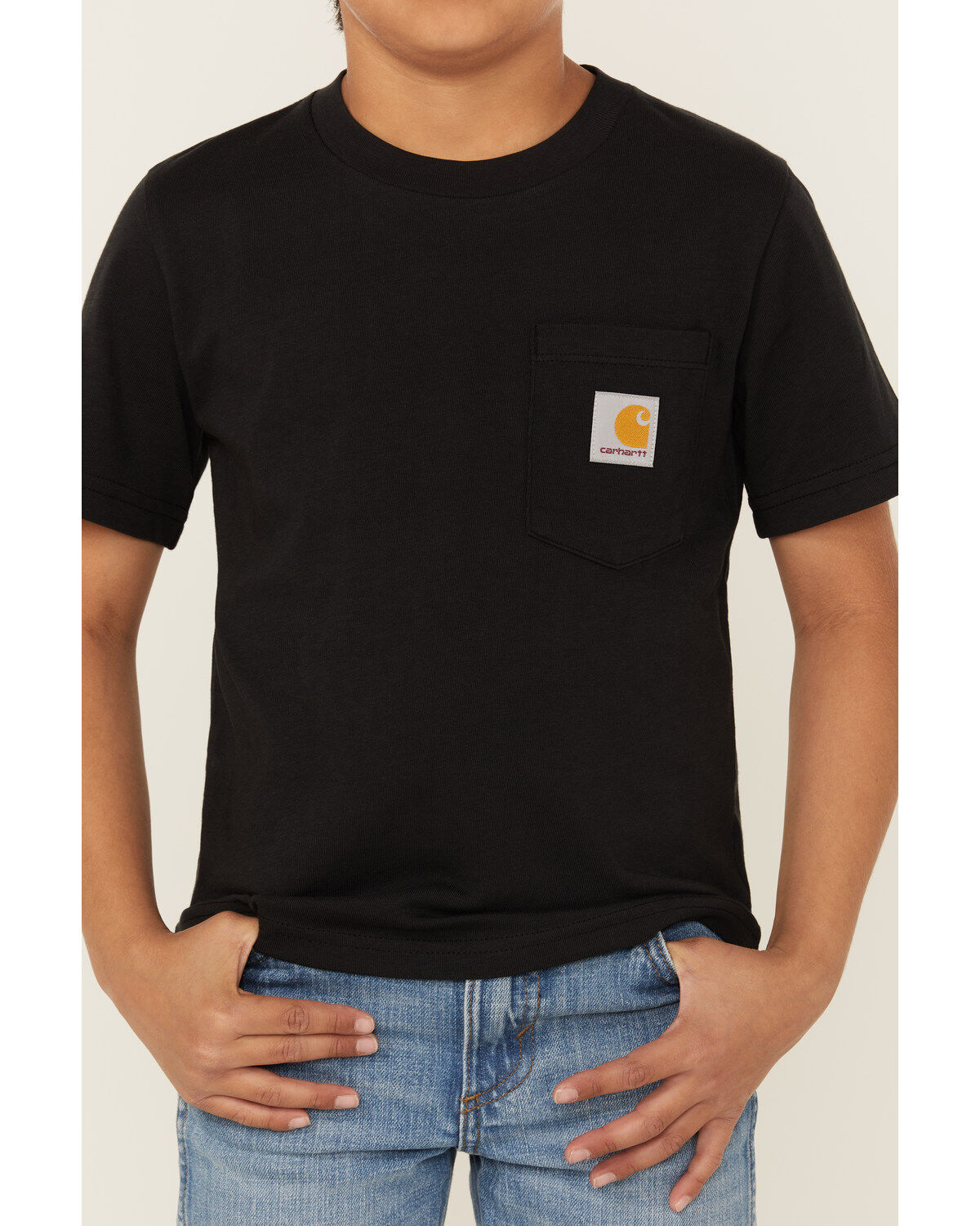 Image #3 - Carhartt Little Boys' Solid Short Sleeve Pocket T-Shirt, Black, hi-res
