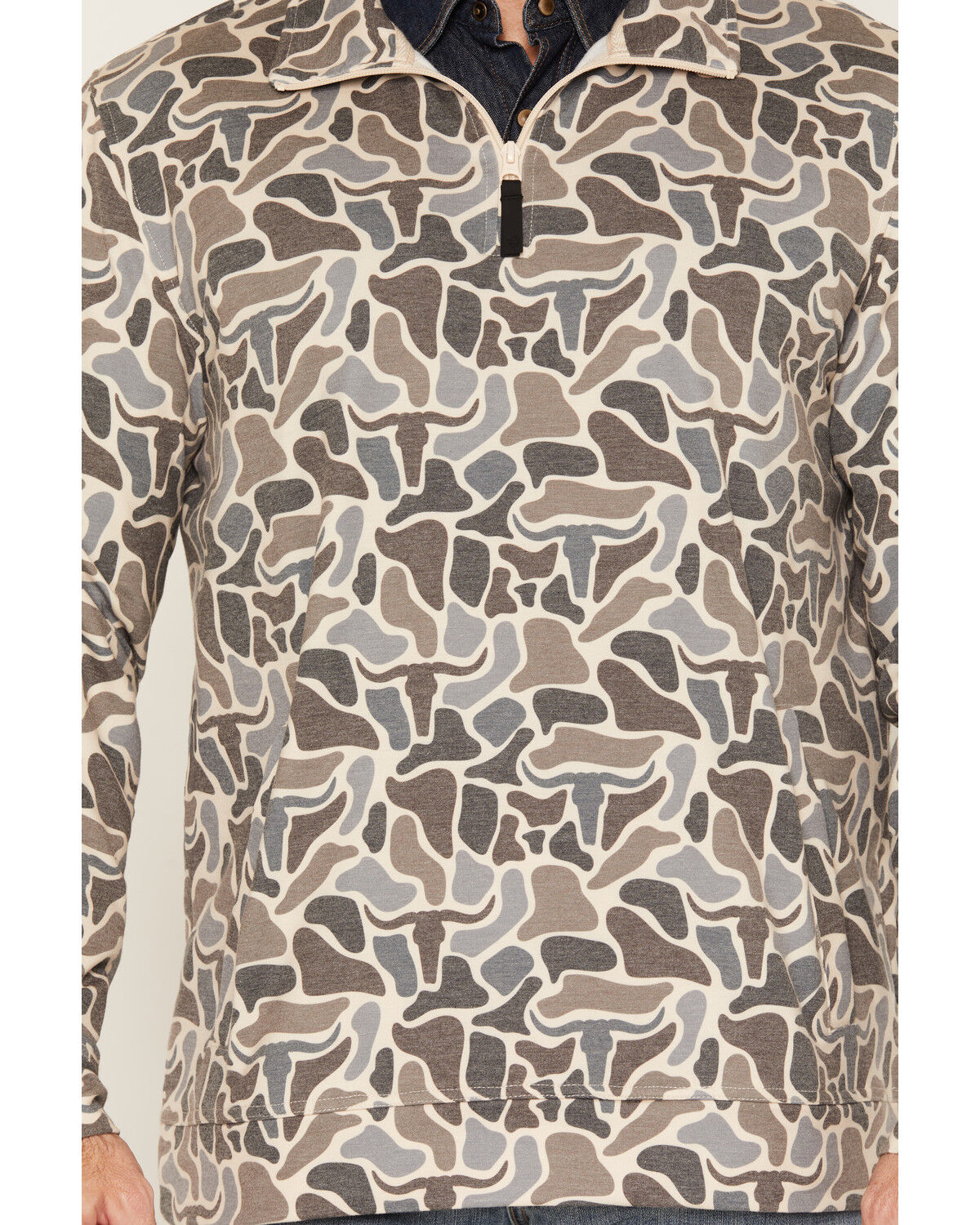 Image #3 - Rock & Roll Denim Men's Camo Print 1/4 Zip Pullover, Tan, hi-res