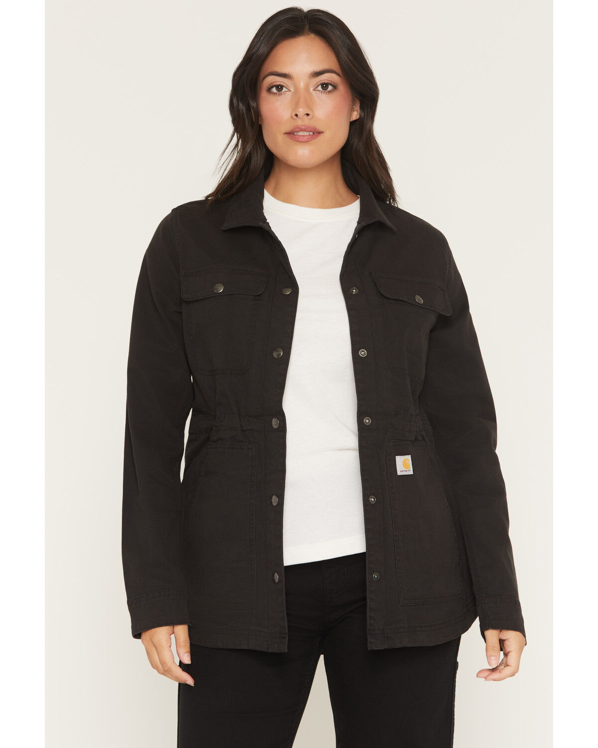 Image #1 - Carhartt Women's Tencel&trade; Fiber Series Relaxed Canvas Coat, Black, hi-res