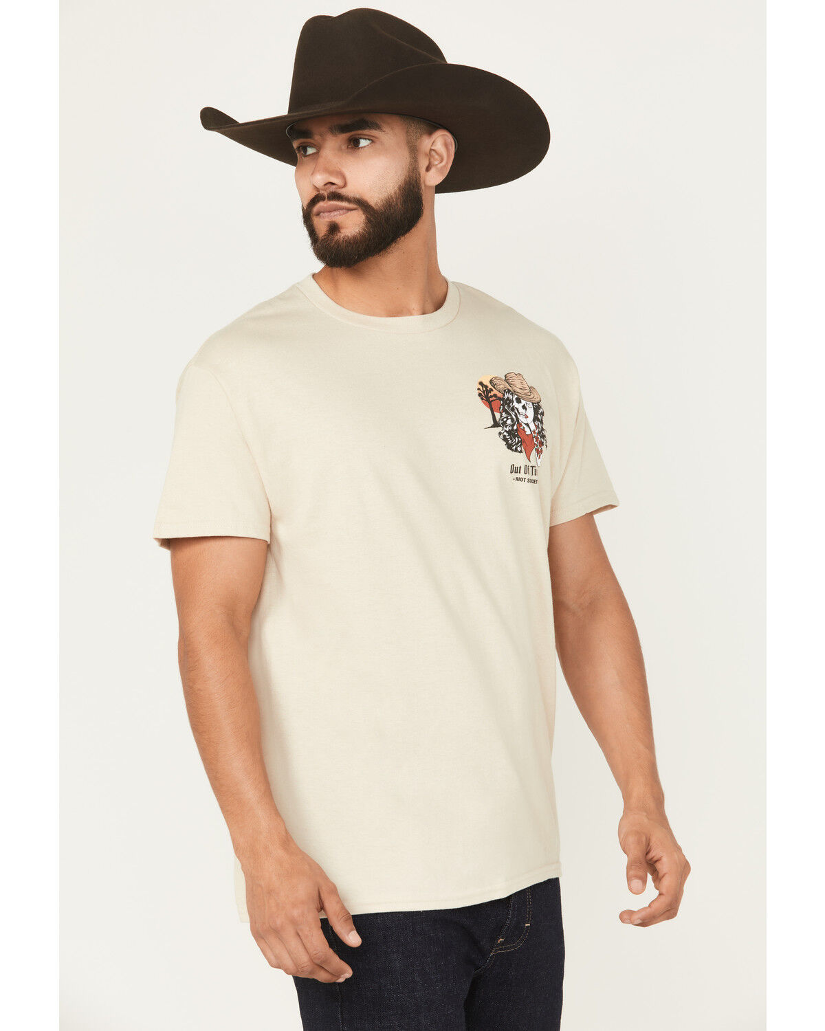Image #3 - Riot Society Men's Out Of Time Cowgirl Short Sleeve Graphic T-Shirt, Sand, hi-res