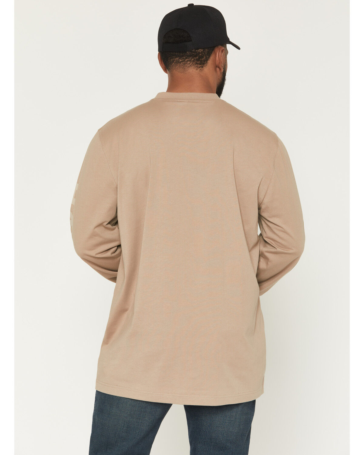 Image #4 - Hawx Men's Solid Graphic Logo Long Sleeve Work T-Shirt, Tan, hi-res