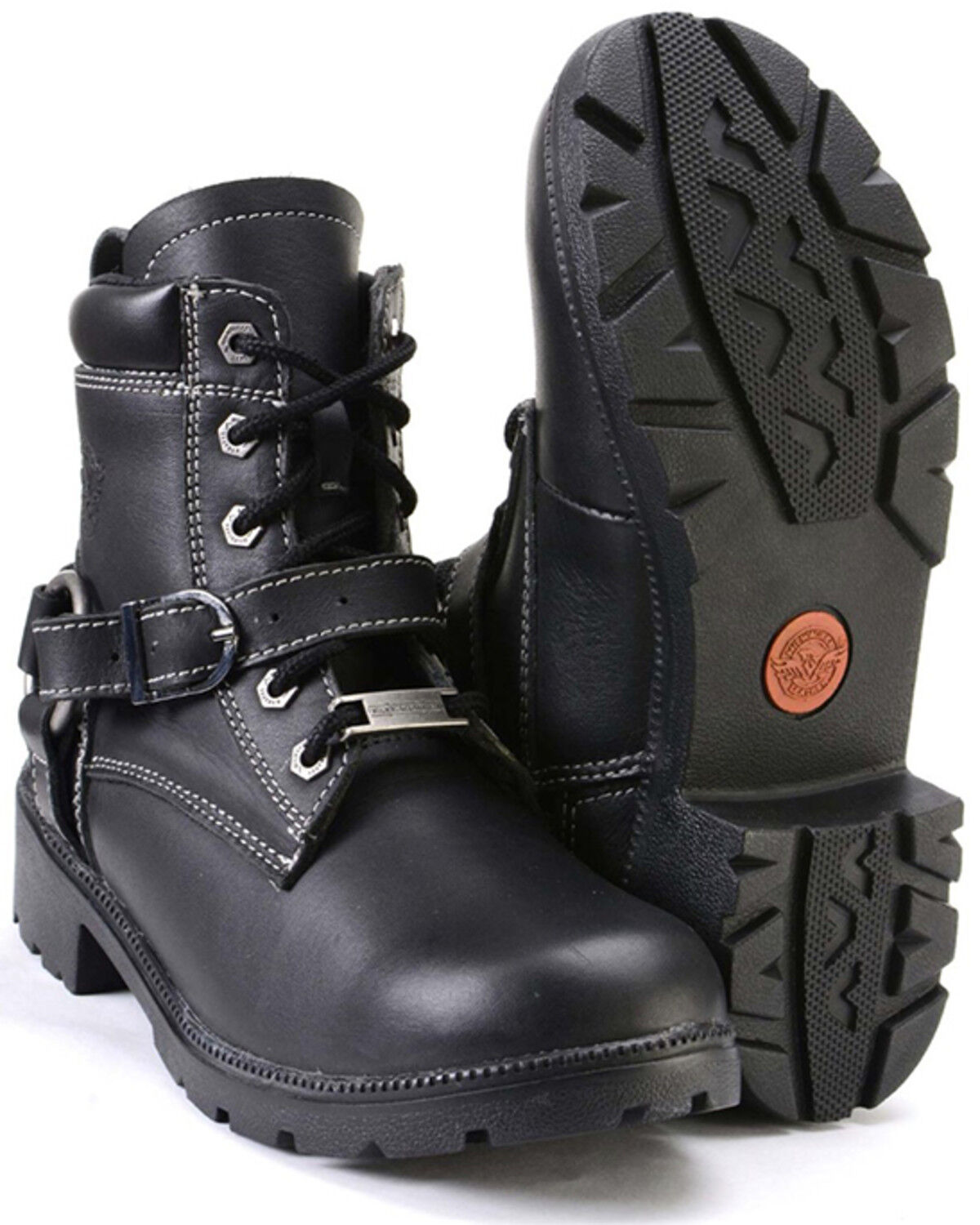 Image #4 - Milwaukee Leather Women's 7" Lace-To-Toe Harness Motorcycle Boots - Round Toe, Black, hi-res