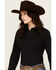Image #2 - Wrangler Retro Women's Solid Long Sleeve Button-Down Stretch Western Shirt, Black, hi-res