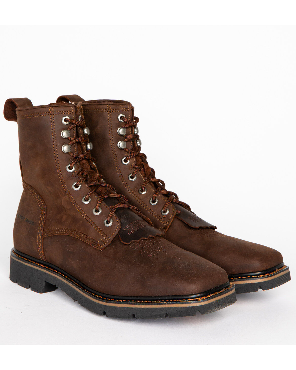 Image #1 - Cody James Men's 7" Mustang Lace-Up Kiltie Work Boots - Soft Toe, Brown, hi-res