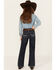 Image #1 - Wrangler Girls' "W" Swish Embroidery Bootcut Jeans, Indigo, hi-res