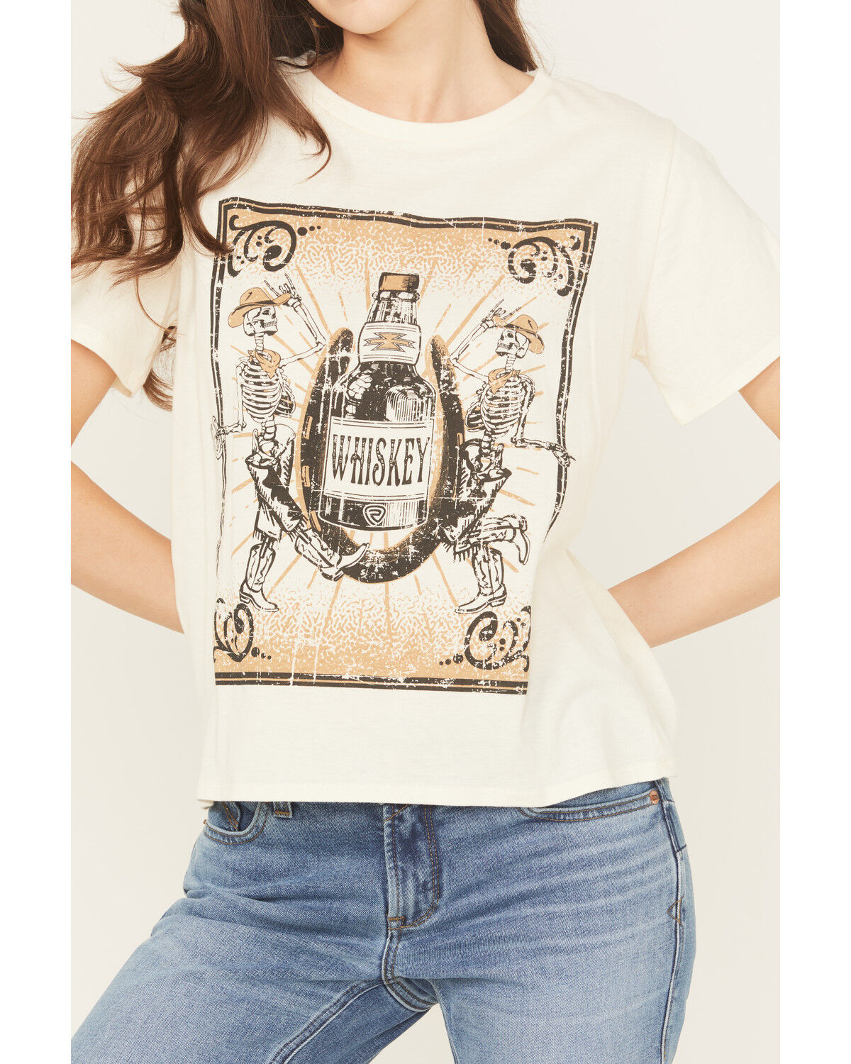 Image #3 - Rock & Roll Denim Women's Whiskey Short Sleeve Oversized Graphic Tee, Cream, hi-res