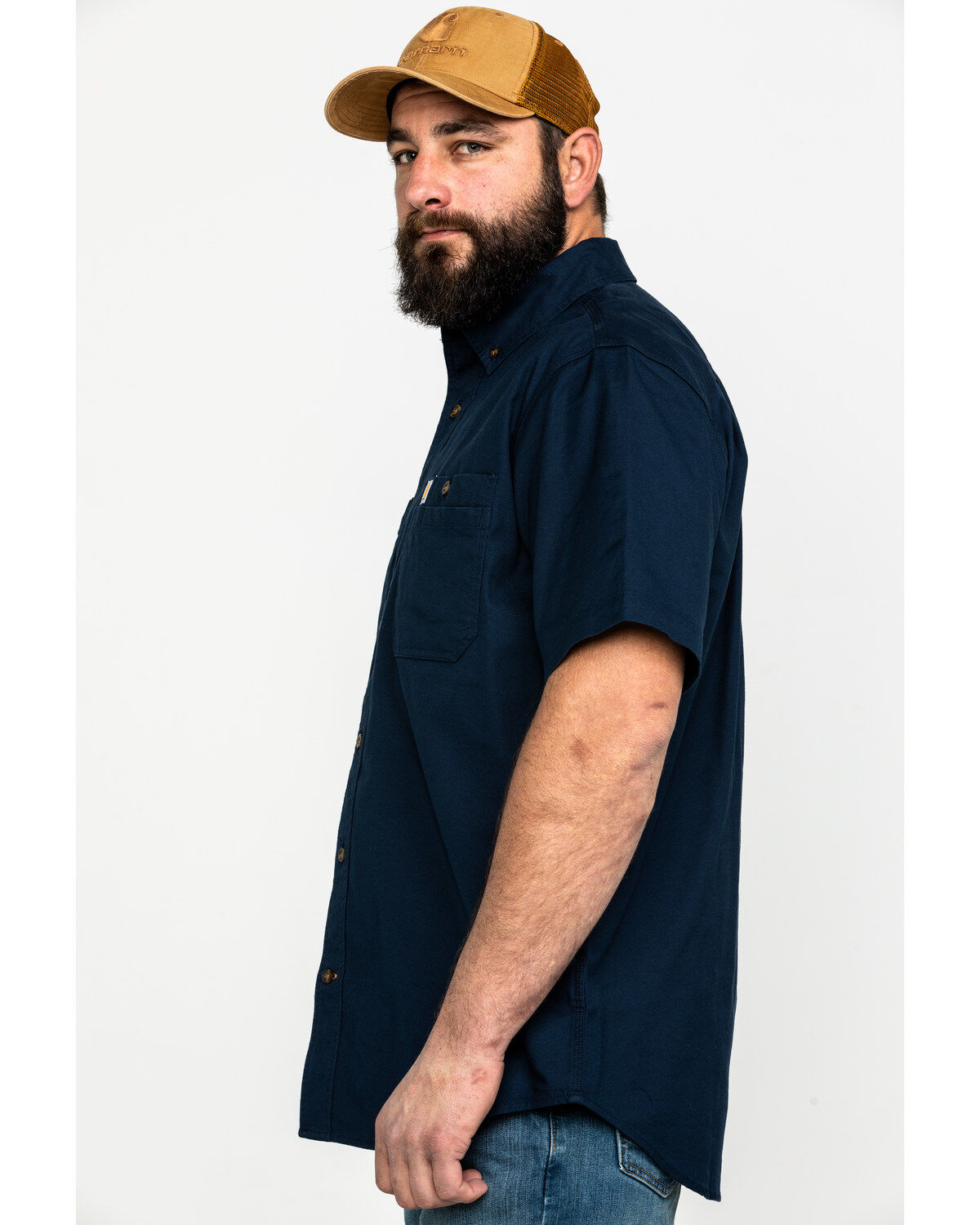 Image #3 - Carhartt Men's Rugged Flex&reg; Rigby Short Sleeve Work Shirt, Navy, hi-res