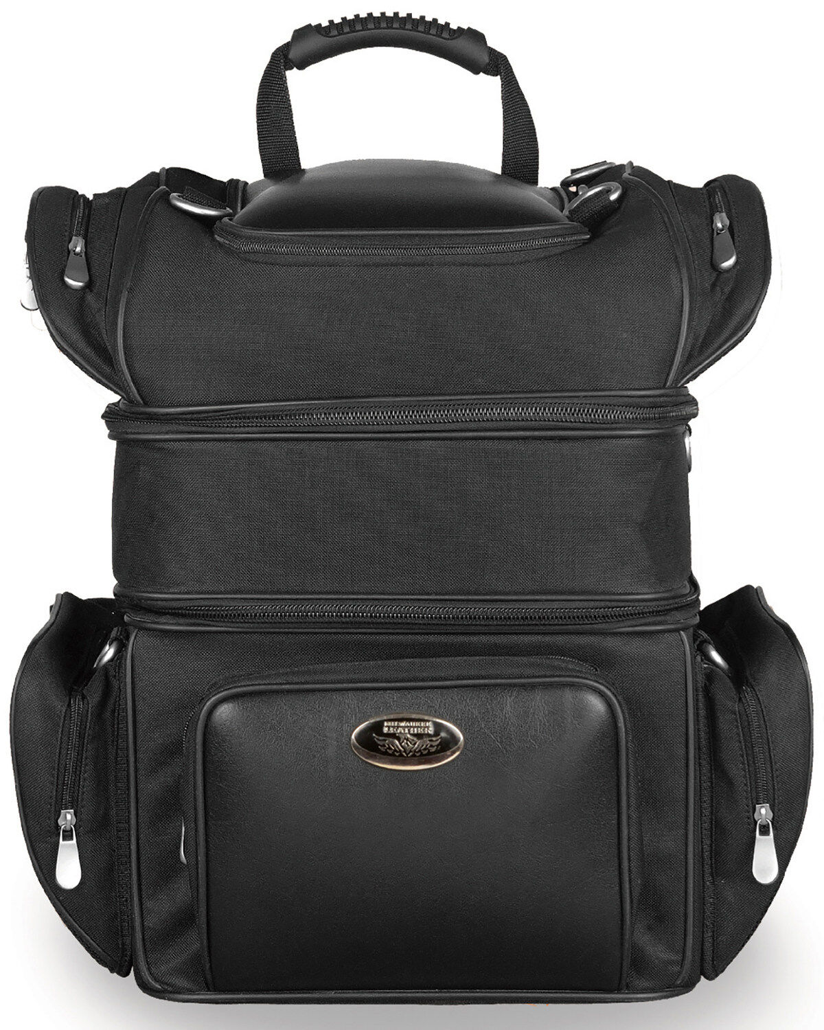 Image #1 - Milwaukee Leather Triple Barrel Sissy Bar Rack Bag, Black, hi-res