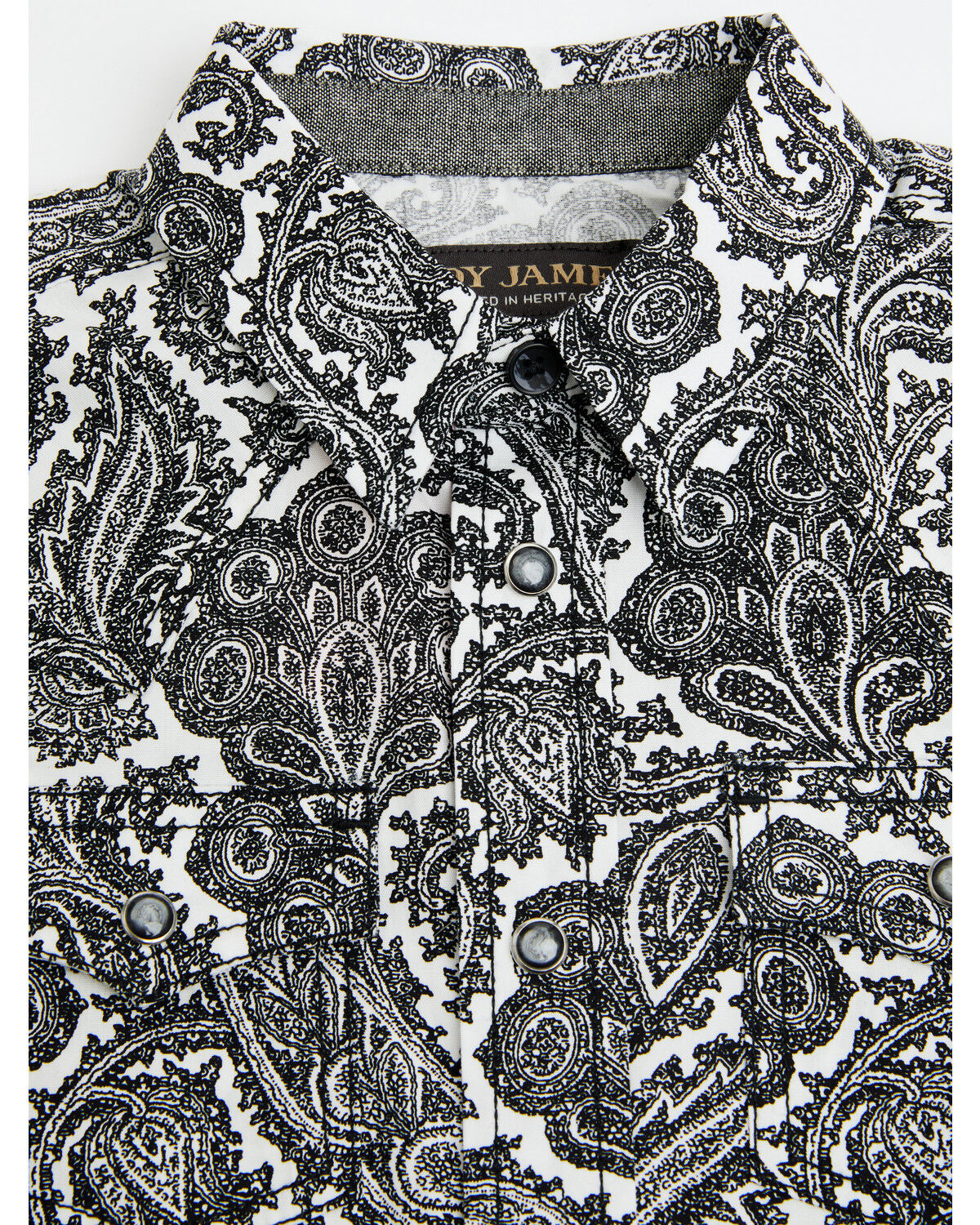 Image #2 - Cody James Toddler Boys' Botanical Paisley Print Long Sleeve Snap Western Shirt, Black, hi-res