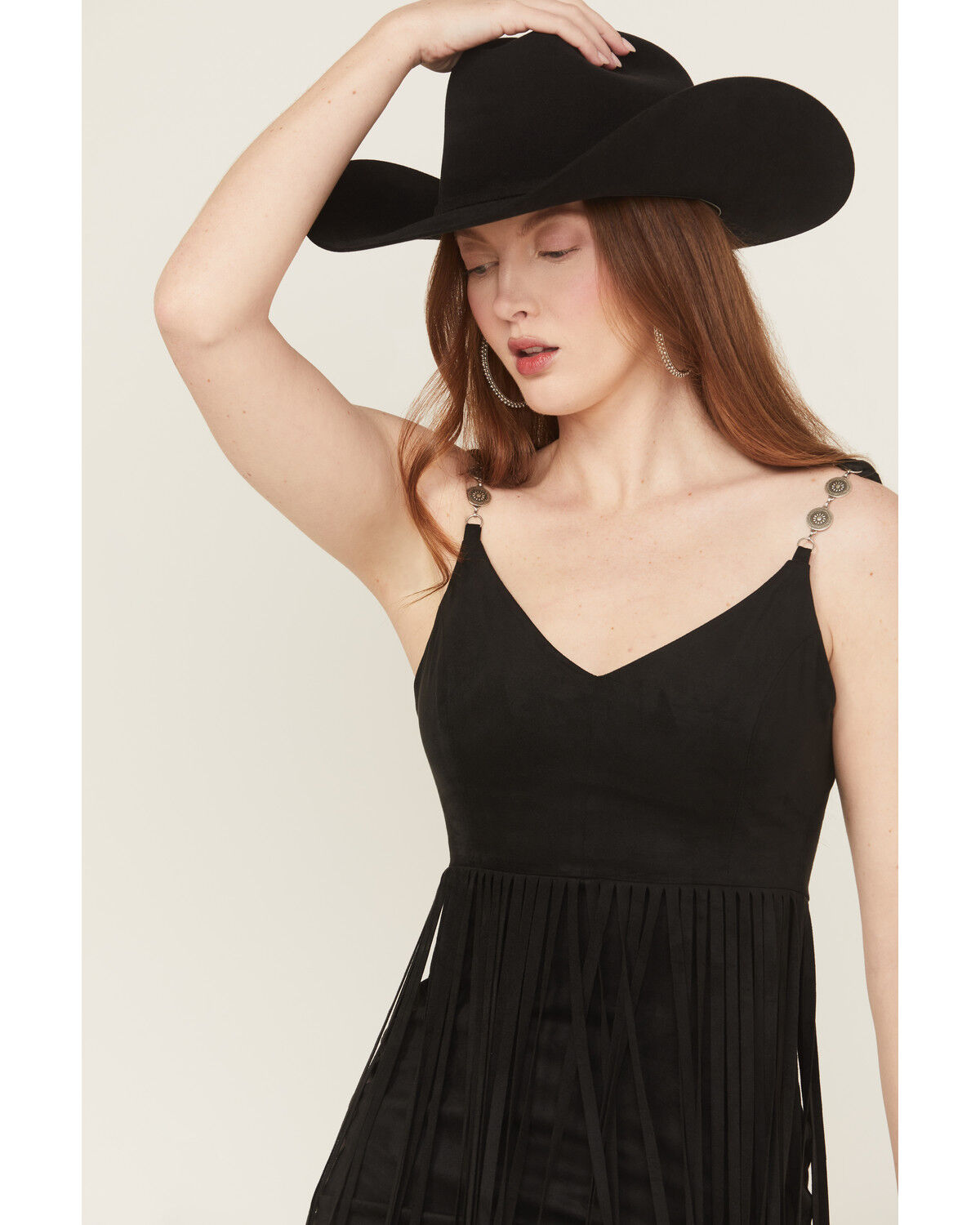 Image #2 - Idyllwind Women's Ramsey Concho Trim Faux Suede Mini Dress, Black, hi-res