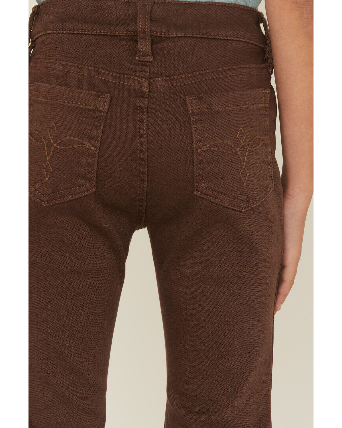 Image #4 - Shyanne Little Girls' Pull-On Flare Stretch Denim Jeans, Brown, hi-res