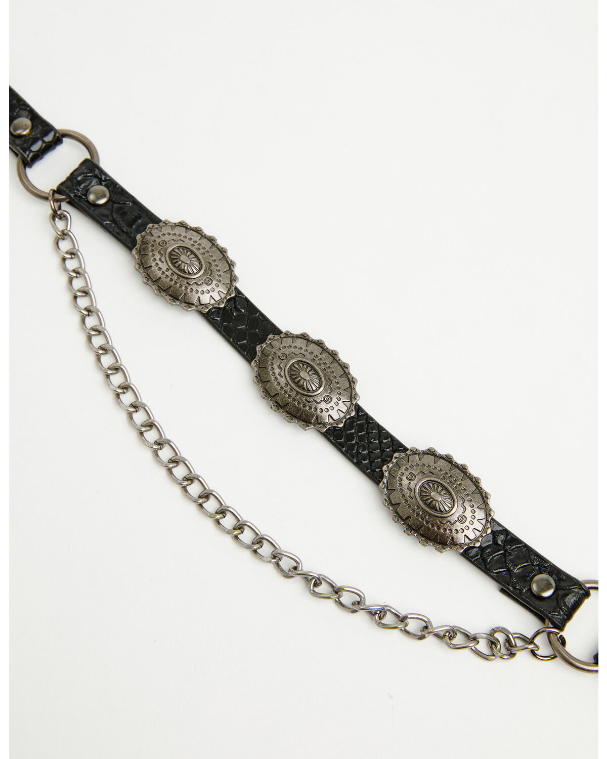 Image #4 - Shyanne Women's Scalloped Concho Boot Bracelet with Chain, Black, hi-res