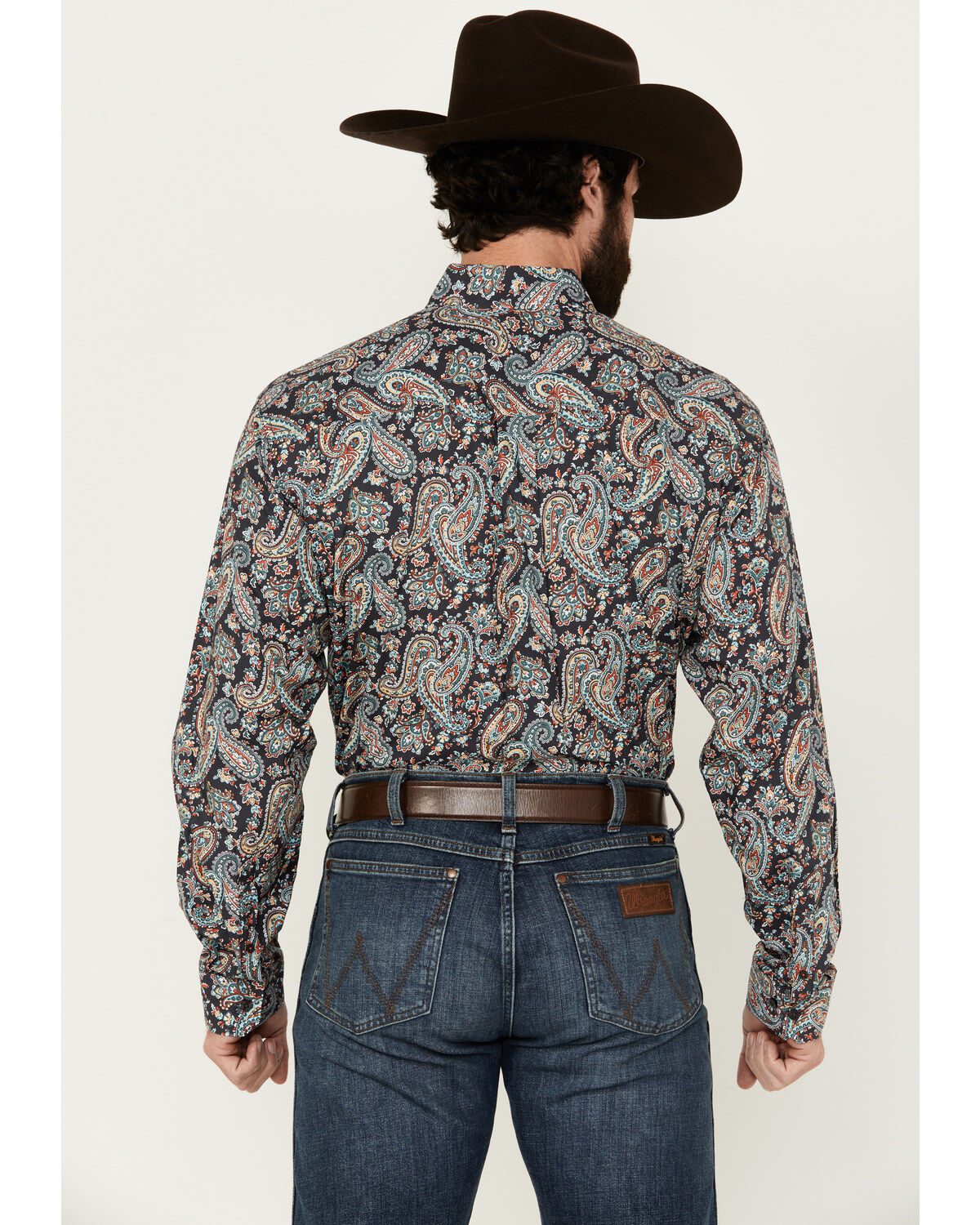 Image #4 - Cinch Men's Exploded Paisley Print Long Sleeve Button-Down Western Shirt, Charcoal, hi-res