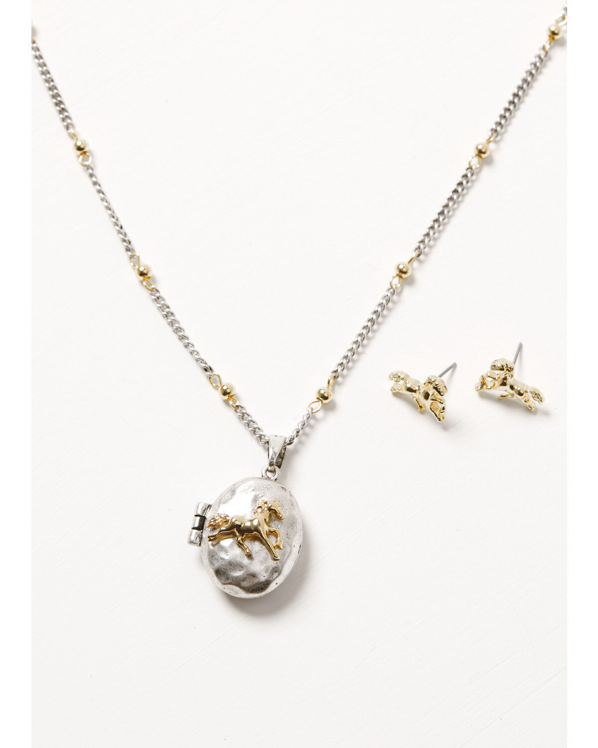 Image #1 - Shyanne Women's Western Muse Horse Locket Jewelry Set - 2 Piece, Gold, hi-res