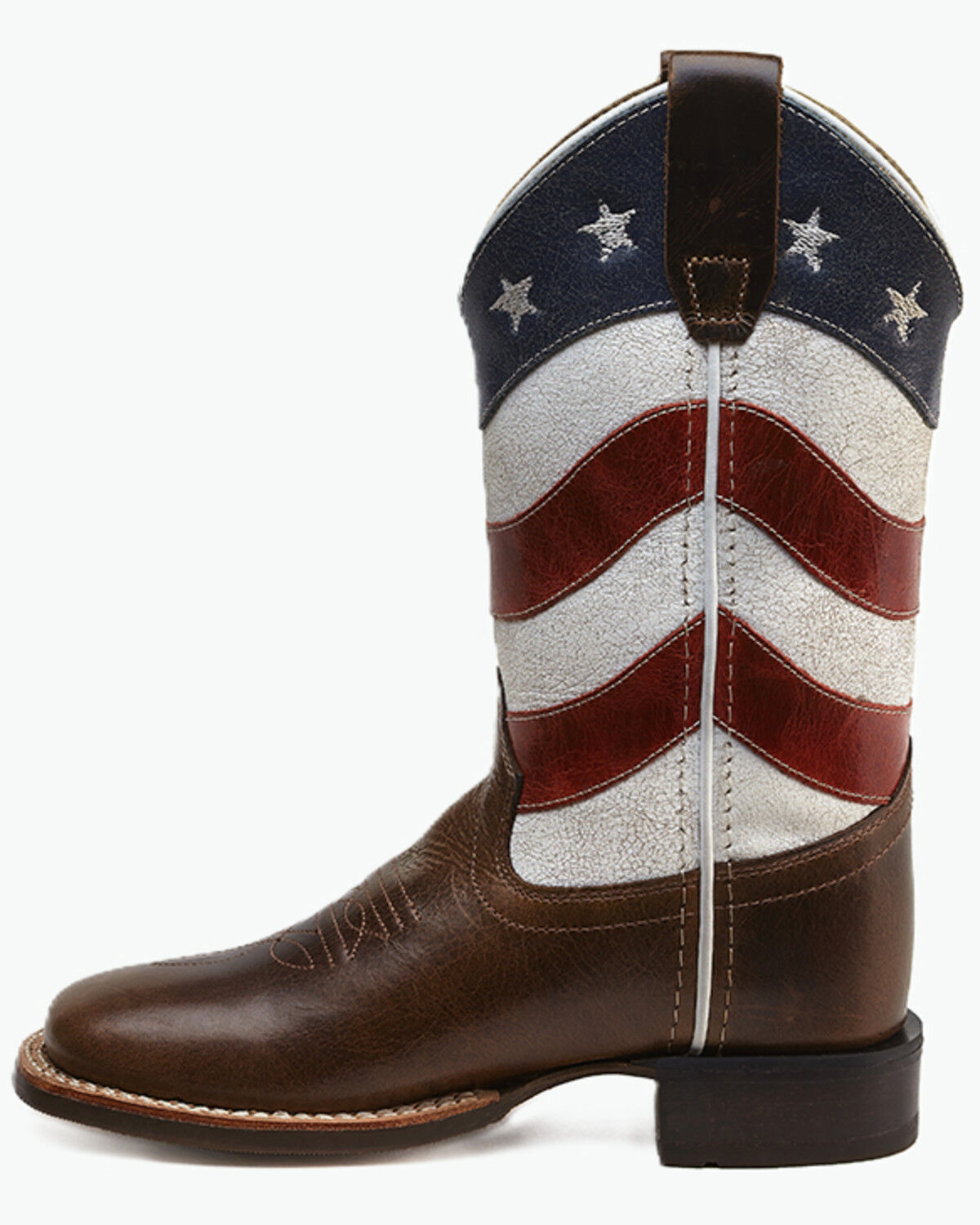 Image #3 - Old West Little Boys' Patriotic Western Boots - Broad Square Toe, Red/white/blue, hi-res