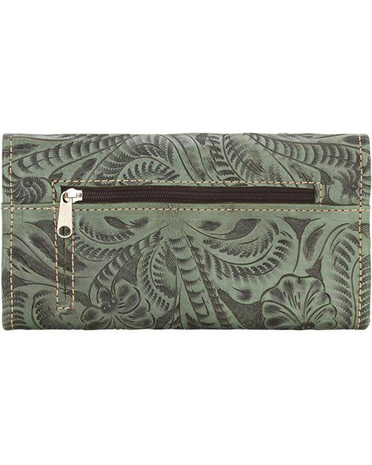 Image #3 - American West Women's Saddle Ridge Tri-Fold Wallet, Turquoise, hi-res