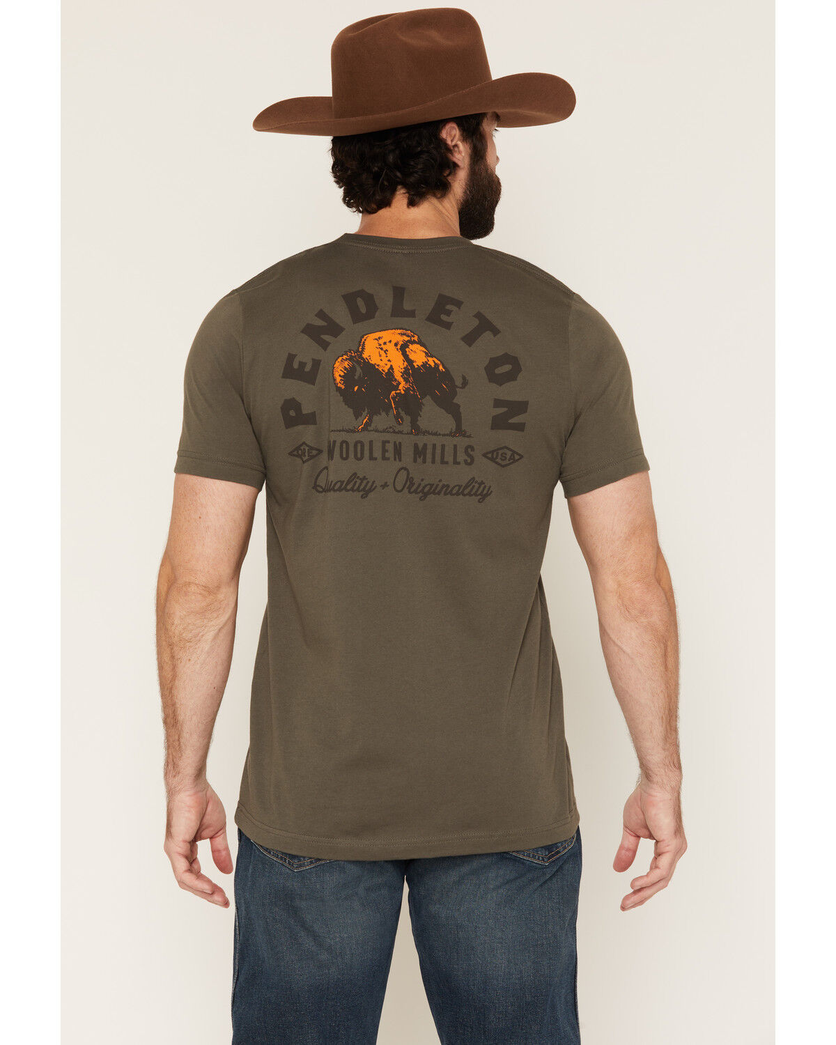 Pendleton Men's Charging Bison Short Sleeve Graphic T-Shirt, Grey, hi-res
