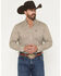 Image #1 - Cowboy Hardware Men's Basket Weave Geo Print Long Sleeve Button-Down Stretch Western Shirt, Tan, hi-res