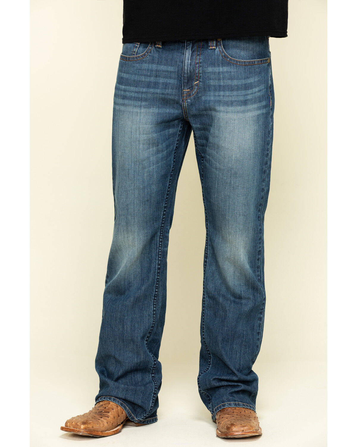 Image #2 - Cody James Men's Wolfstooth Wash Duke Relaxed Bootcut Stretch Denim Jeans - Tall, Medium Wash, hi-res