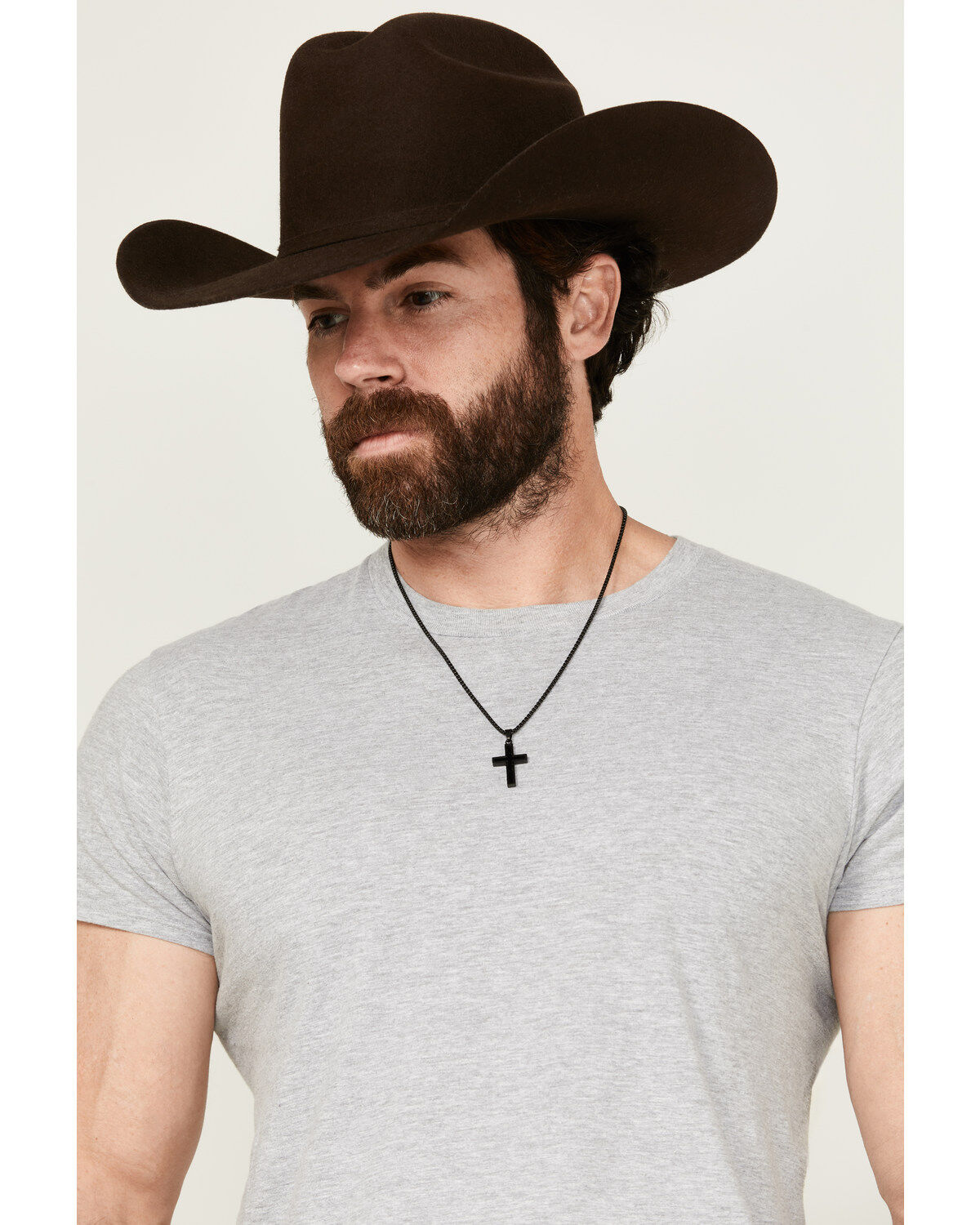 Image #1 - Cody James Men's Matte Black Inlay Cross Necklace, Black, hi-res