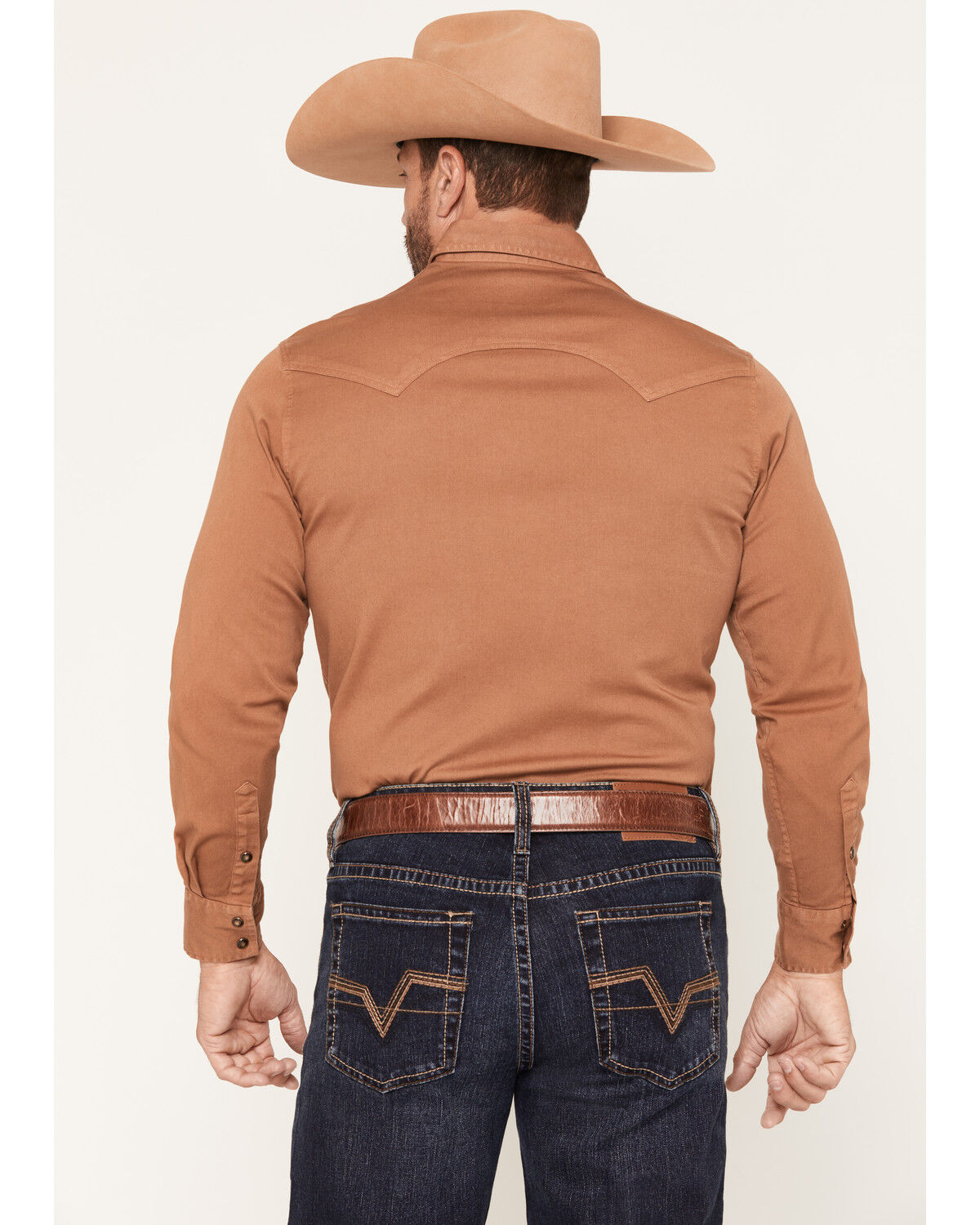Image #4 - Rock & Roll Denim X Koe Wetzel Men's Washed Denim Long Sleeve Snap Western Shirt, Camel, hi-res