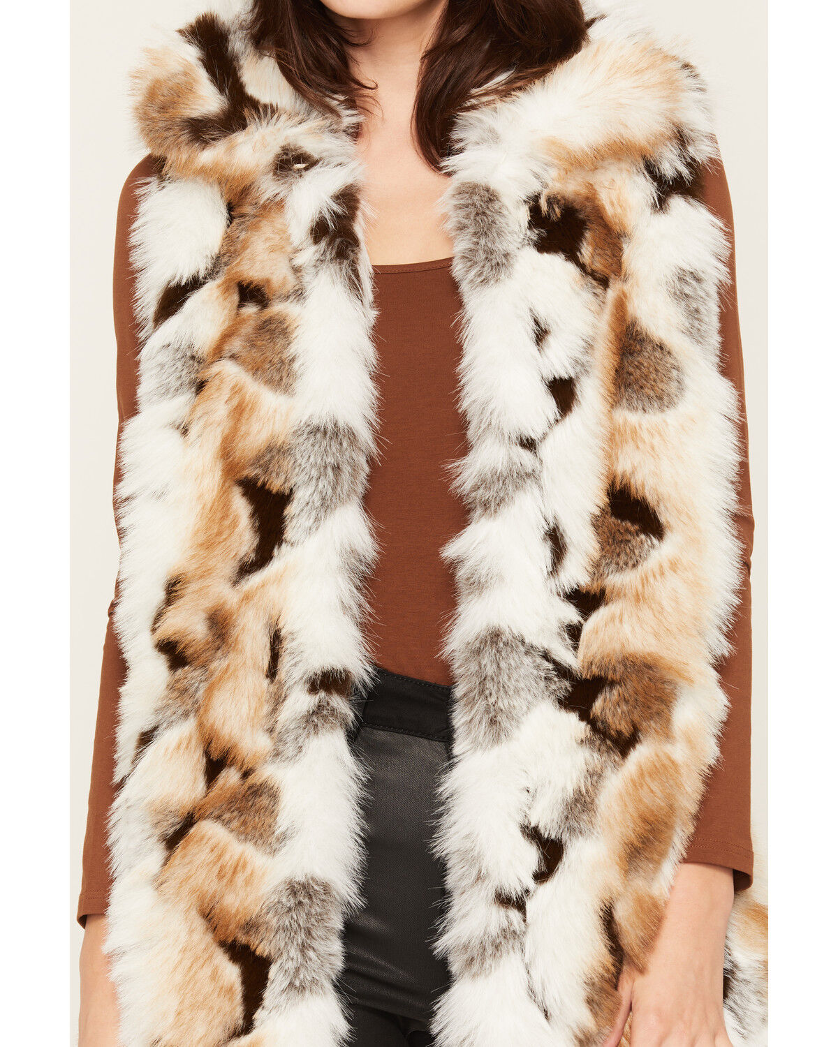 Image #3 - Azalea Wang Women's Boot Barn Exclusive Maureen Faux Fur Striped Vest, Multi, hi-res