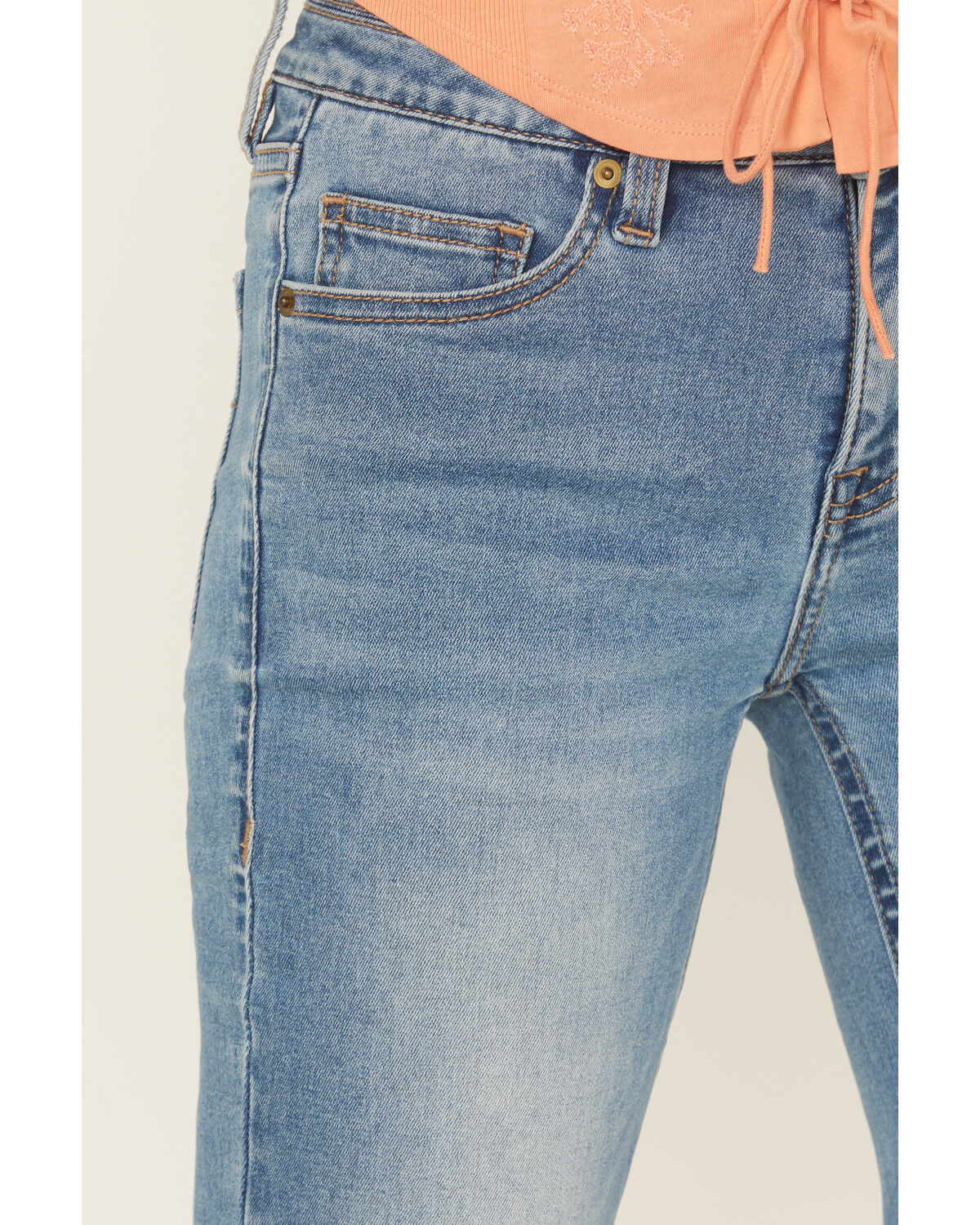 Image #2 - Rock & Roll Denim Women's Medium Wash High Rise Trouser Double Waistband Stretch Denim Jeans, Medium Wash, hi-res