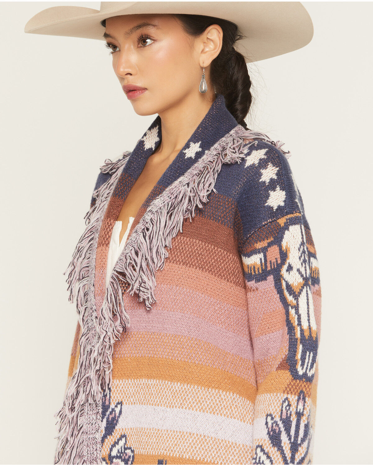 Image #2 - Idyllwind Women's Skyview Scenic Steerhead Cardigan, Dark Blue, hi-res